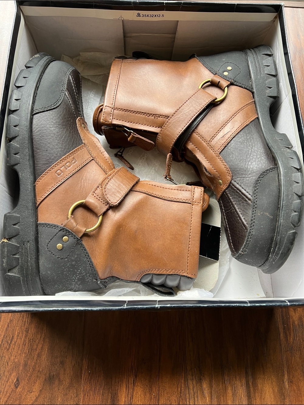 Polo Sport Ralph Lauren Tan & Brown Leather Boots